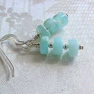 B2G1 Beach Summer Aqua Blue Peruvian Opal Earrings Gemstone Stack Handmade Gifts